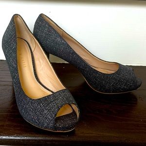 Kelly & Katie Pumps Women Size 7,5 M Blue Frisisi Block Heel Peep-toe